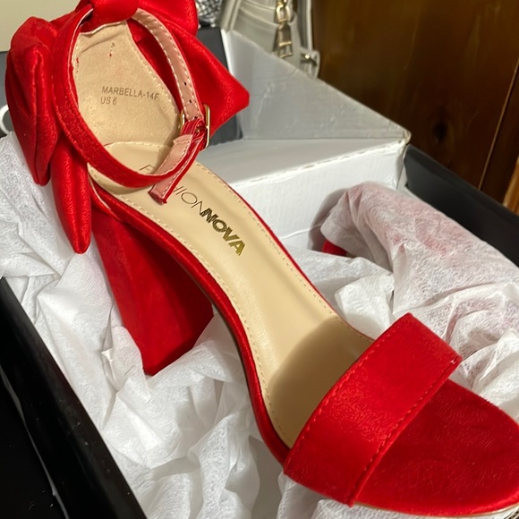 Fashion Nova Shoes Fashion Nova Red Heels With A Bow At The Back